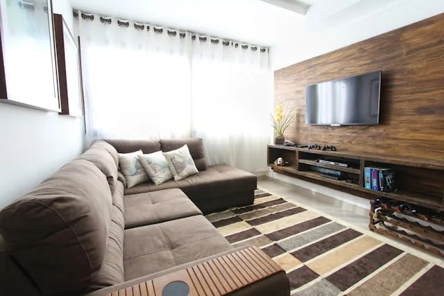 living room with l shaped couch